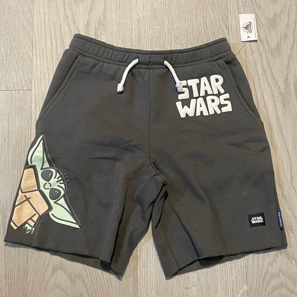 NEW Disney Parks Star Wars Spirit Jersey Gray Shorts Sz 7/8 - Grogu Mandalorian